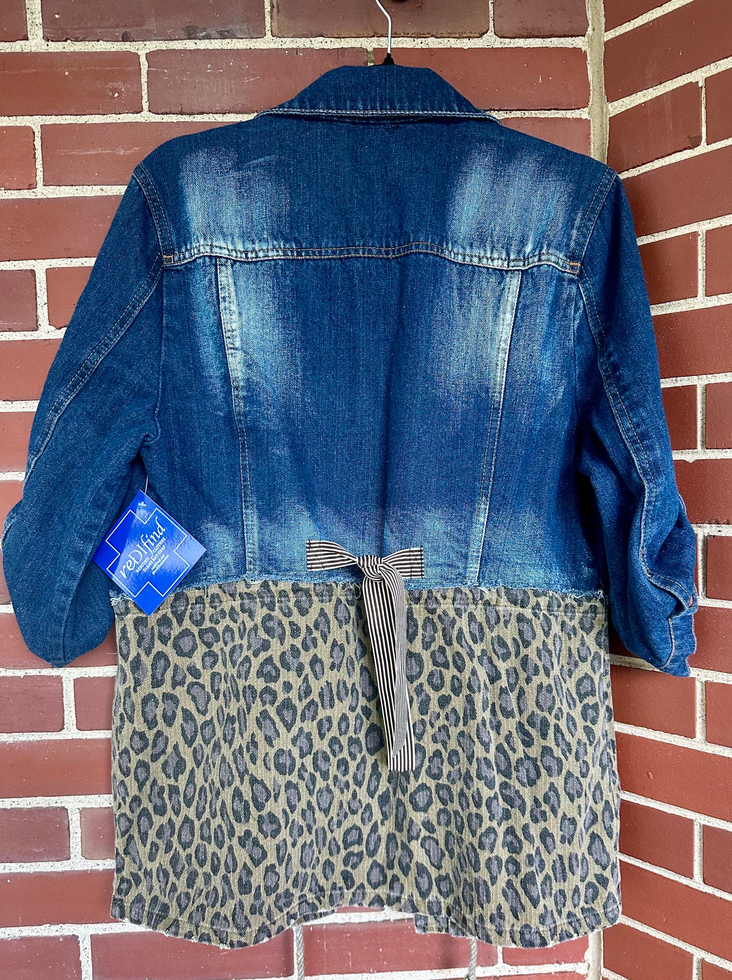 Denim Jacket Mixed With Leopard Print Lower Jacket