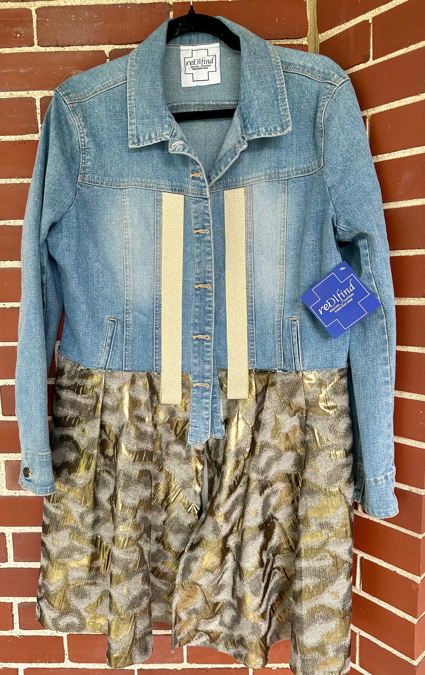 denim jacket with animal print lower