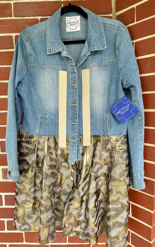 denim jacket with animal print lower