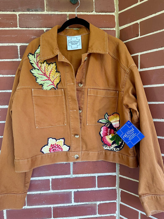 Copper colored botanical jacket