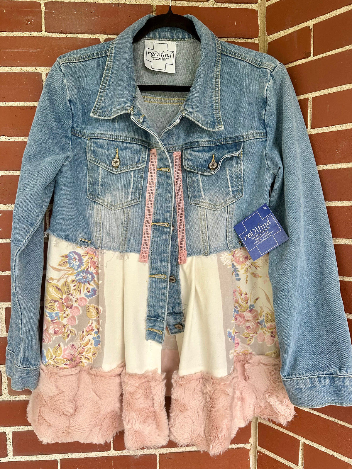 Denim darling with vintage cloth  and fur finish