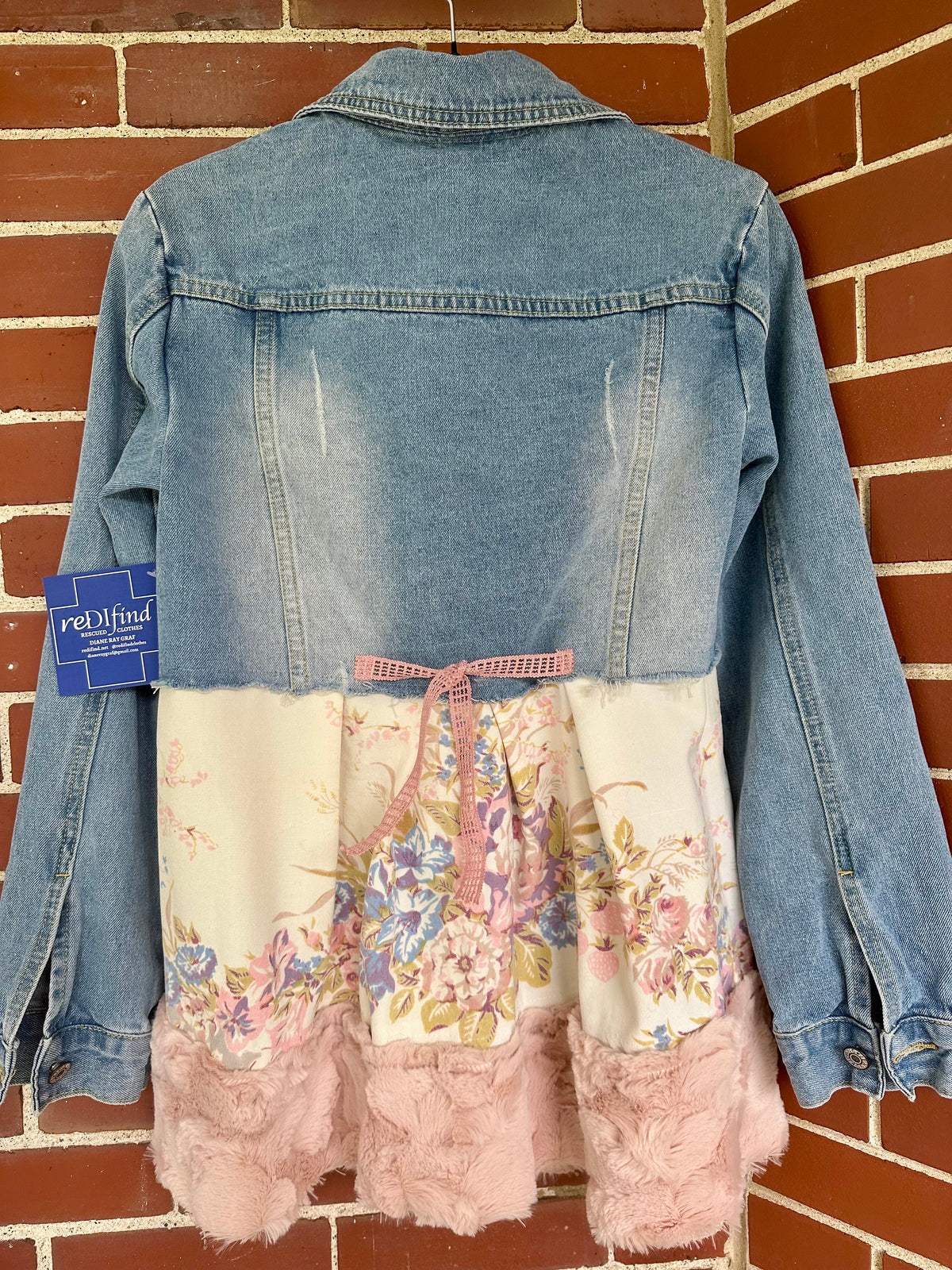 Denim darling with vintage cloth  and fur finish